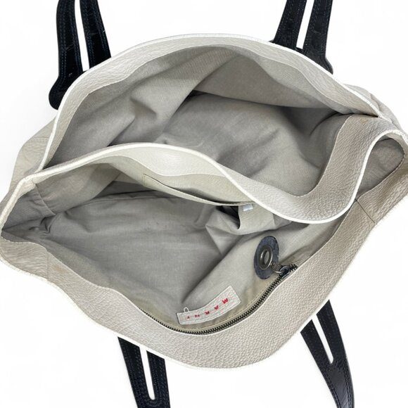 Marni Italy Off White Cream ivory Pebbled Leather Large Carryall Tote Bag - Picture 6 of 10